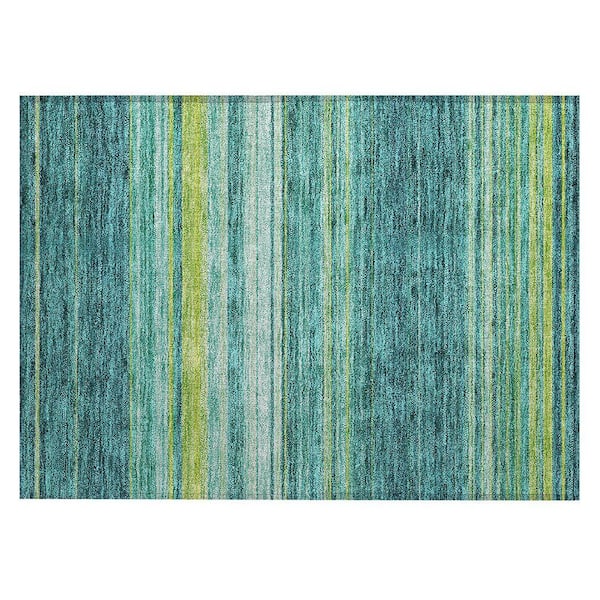 Chantille Machine Washable Indoor/Outdoor Abstract ACN979 Teal 1 ft. 8 in. x 2 ft. 6 in. Area Rug