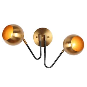 Adjustable 2-Light Modern Brass-Plated Wall Sconce, Industrial Black Bathroom Vanity Light, Decorative Light Fixture