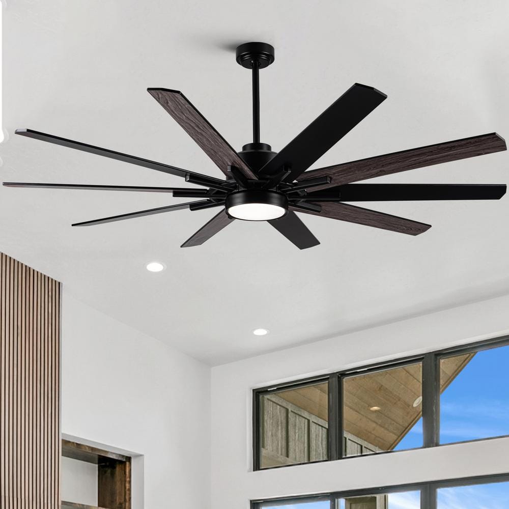 72-Inch Black Plywood Blade Ceiling Fan with LED Light and Remote