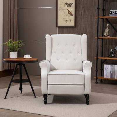 30.25 in. Width Polyester Creamy White Push Back Recliner Chair for Living Room
