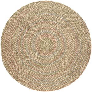 Kennebunkport Camel Multi 4 ft. x 4 ft. Round Indoor/Outdoor Braided Area Rug