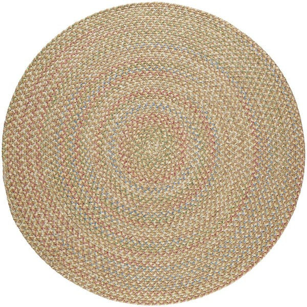 Rhody Rug Kennebunkport Camel Multi 4 ft. x 4 ft. Round Indoor/Outdoor Braided Area Rug