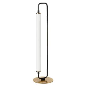 Freya 26.5 in. Black Transitional Integrated LED Round Table Lamp with White Acrylic Shade