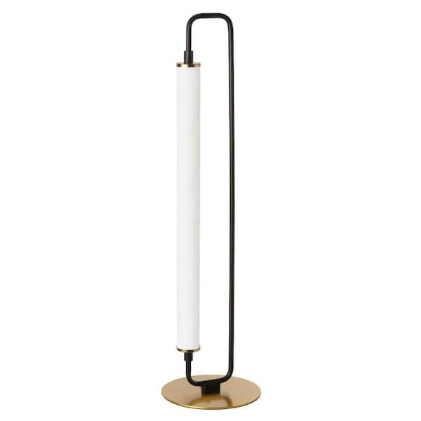 Dainolite Freya 26.5 in. Black Transitional Integrated LED Round Table Lamp with White Acrylic Shade