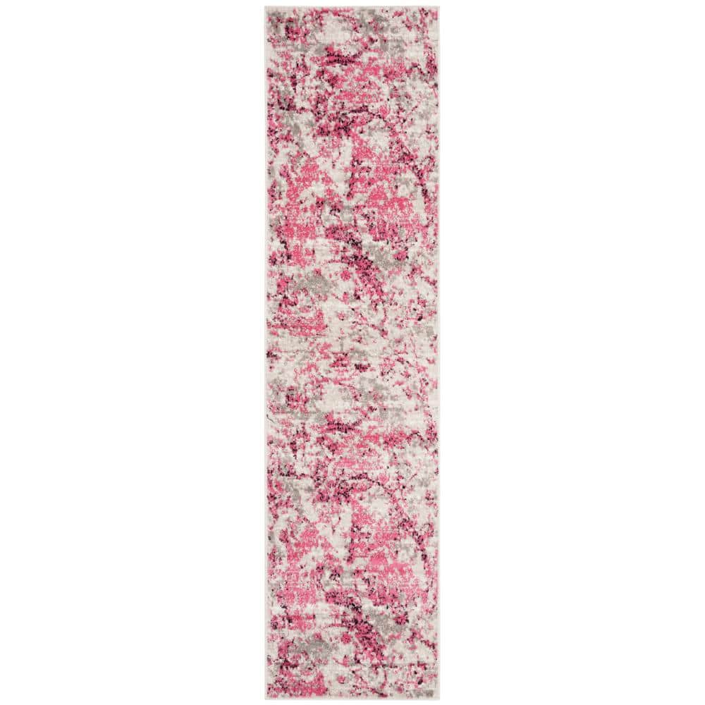 Skyler Pink and Ivory Medallion Runner Rug 2' x 12'