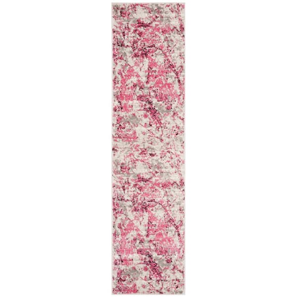 Skyler Pink/Ivory 2 ft. x 12 ft. Abstract Runner Rug