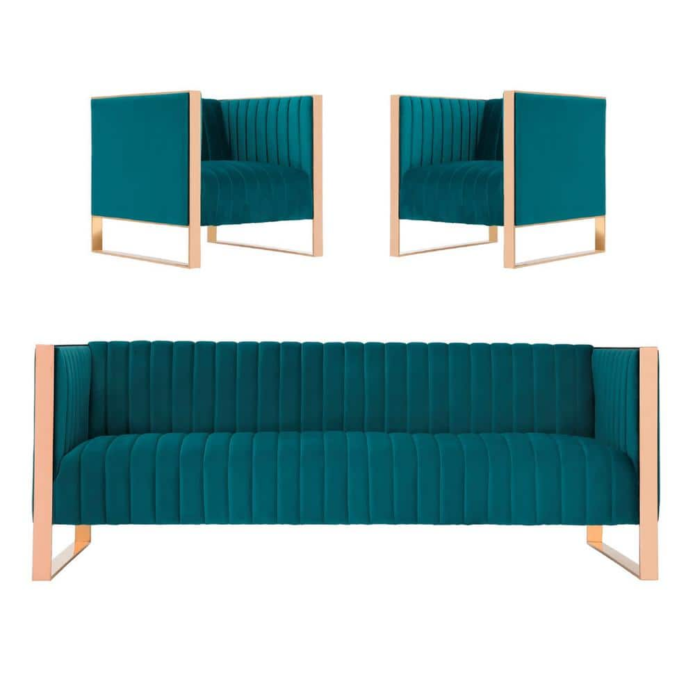 Teal and store gold sofa