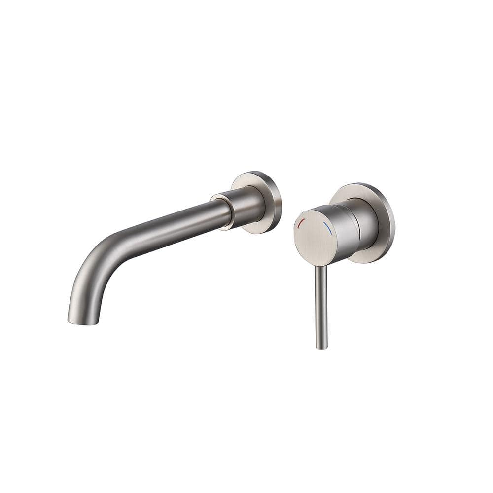Single-Handle Wall Mount Bathroom Faucet in Brushed Nickel