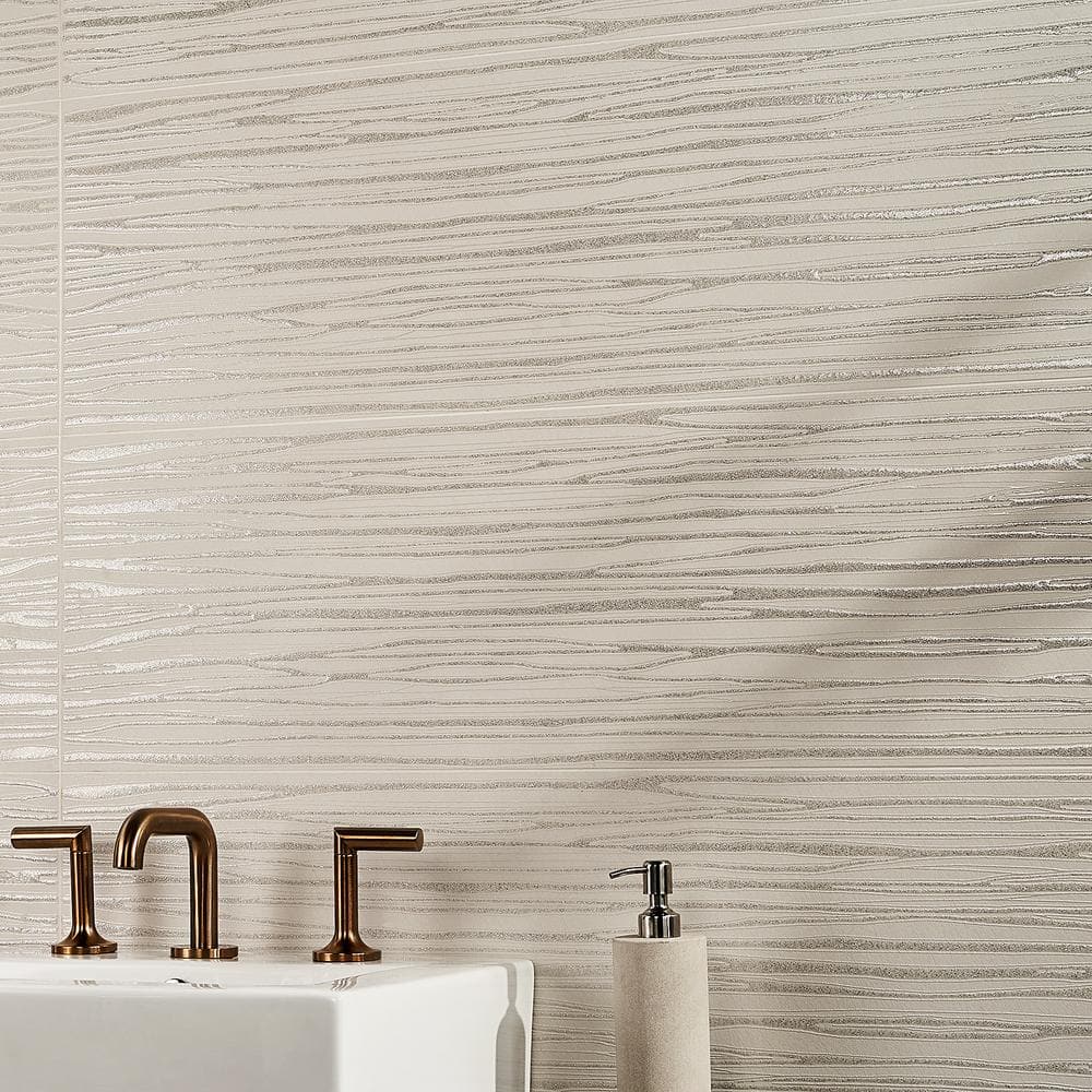 Echo Stream Beige Textured 11" x 40" Ceramic Wall Tile