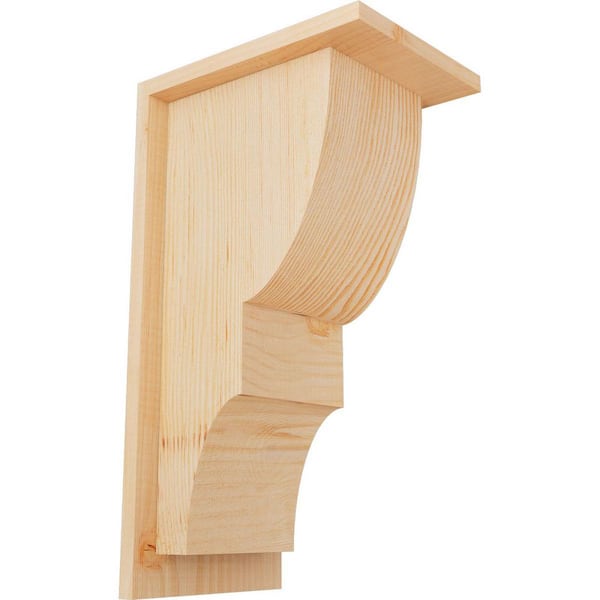 Ekena Millwork 7-1/2 in. x 10 in. x 18 in. Douglas Fir Ridgewood Smooth Corbel with Backplate