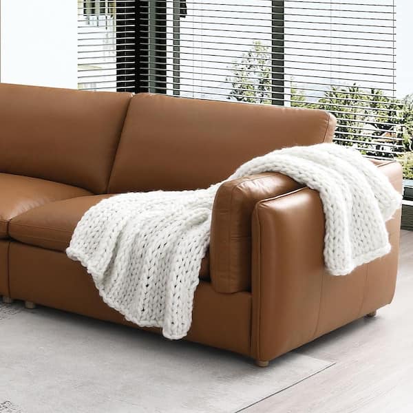 Acme Furniture Brighton 51 in. Pillow Top Arm Leather Square Sofa 