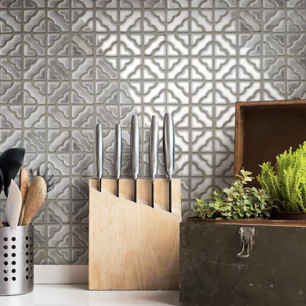 Hudson Tower Grey Eye 12 in. x 12 in. Porcelain Floor and Wall Mosaic Tile (10.2 sq. ft. /Case)