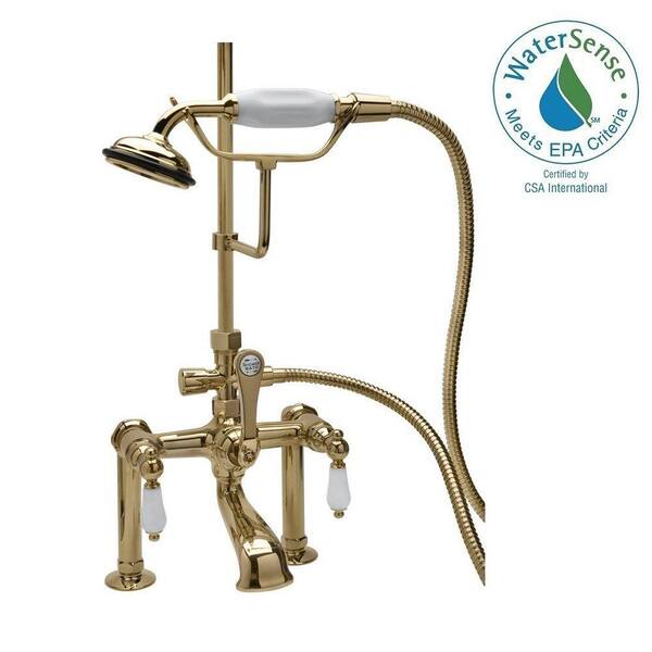 Elizabethan Classics RM22 3-Handle Claw Foot Tub Faucet with Handshower in Satin Nickel