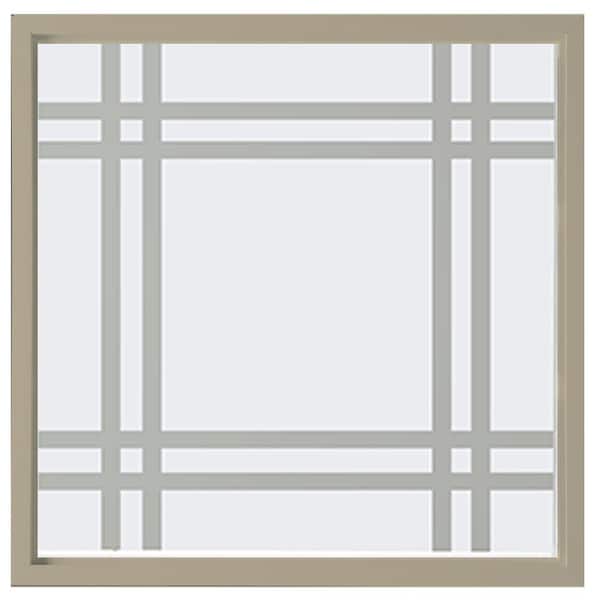 Hy-Lite 23.5 in. x 23.5 in. Prairie Decorative Glass Picture Vinyl Window - Tan