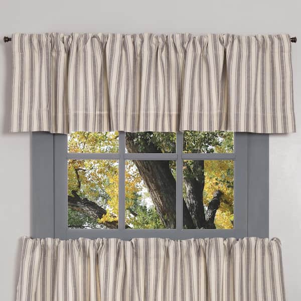 VHC Brands Market Place Gray Ticking Stripe Valance 16Lx72W 43679