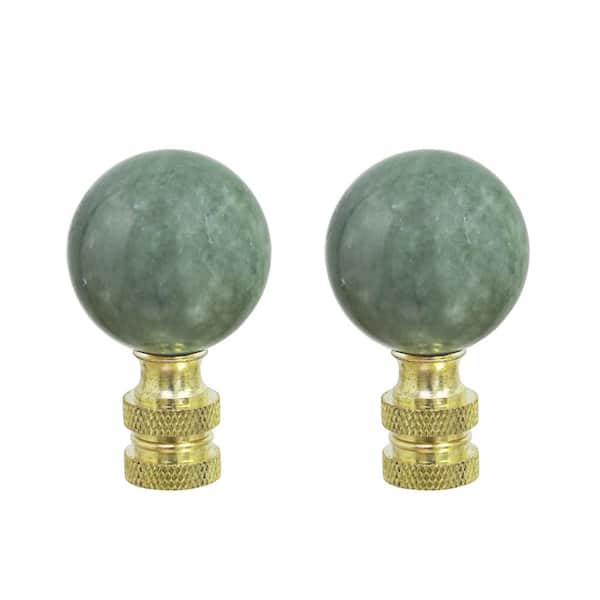 Aspen Creative Corporation 2 in. Green Faux Marble Ball Finial with Brass Plated (2-Pack)