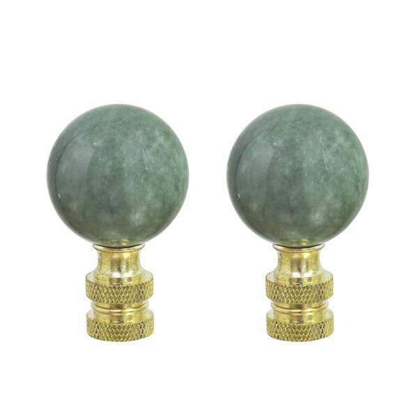 ASPEN Creative CORPORATION:Aspen Creative Corporation 2 in. Green Faux Marble Ball Finial with Brass Plated (2-Pack)