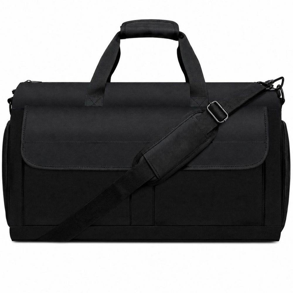 Black Carry On Convertible Garment Duffle Bag with Shoes Compartment, 2 in 1 Hanging Dress Suitcase Suit Travel Bags