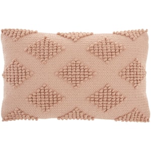 Lifestyles Blush Geometric 20 in. x 12 in. Rectangle Throw Pillow