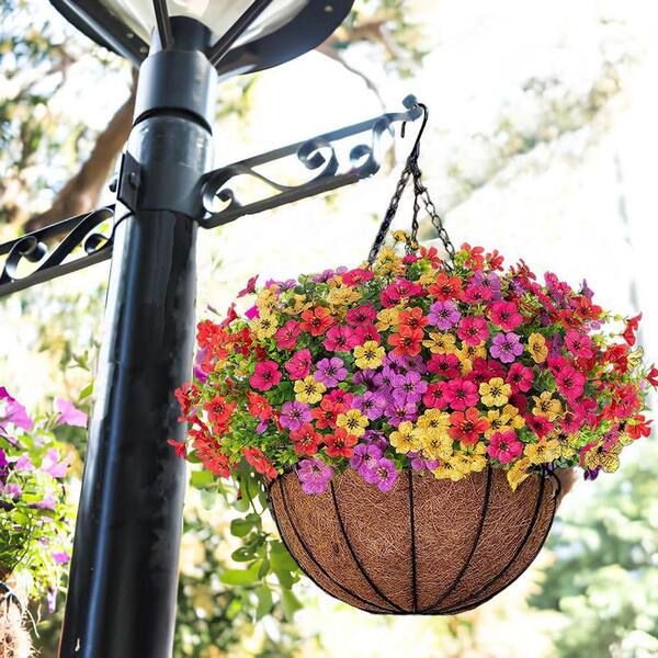 19.7 in. Multicolored Artificial Faux Hanging Flowers Plants