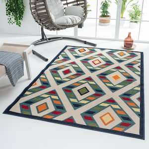 Clyde Striped Multi 2 ft. x 3 ft. Diamond High-Low Polypropylene Indoor/Outdoor Area Rug