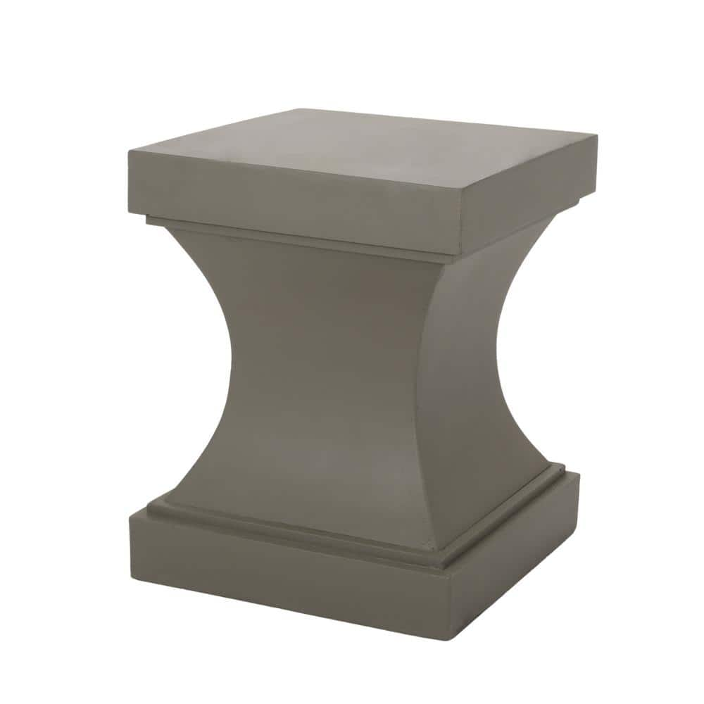 Light Gray Square Magnesium Oxide 17.3 in. Accent Side Table Clean Pedestal Design with Constructed Lightweight Concrete -  Misopily, PH01228B046