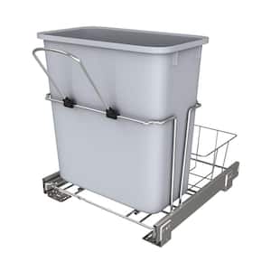 Gray 32 qt. Universal Waste Container with Rear Basket