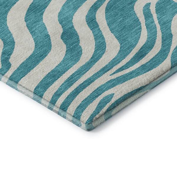 Mayfield Premium Machine Washable Abstract AMF1042 Teal 9 ft. x 12 ft. Area Rug