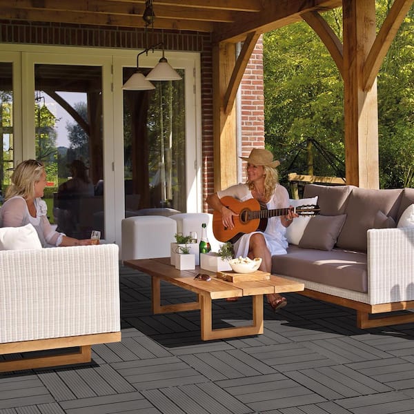 1 ft. x 1 ft. Quick Deck Wood and Plastic Composite Interlocking Deck Tile in Gray (20 sq. ft. per Box)