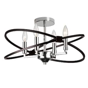 Paloma 7 in. H 4-Light Polished Chrome Semi-Flush Mount with No Shades