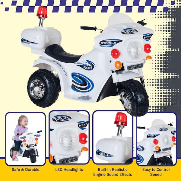 Lil Rider 3-Wheel Battery Powered Police Motorcycle in White