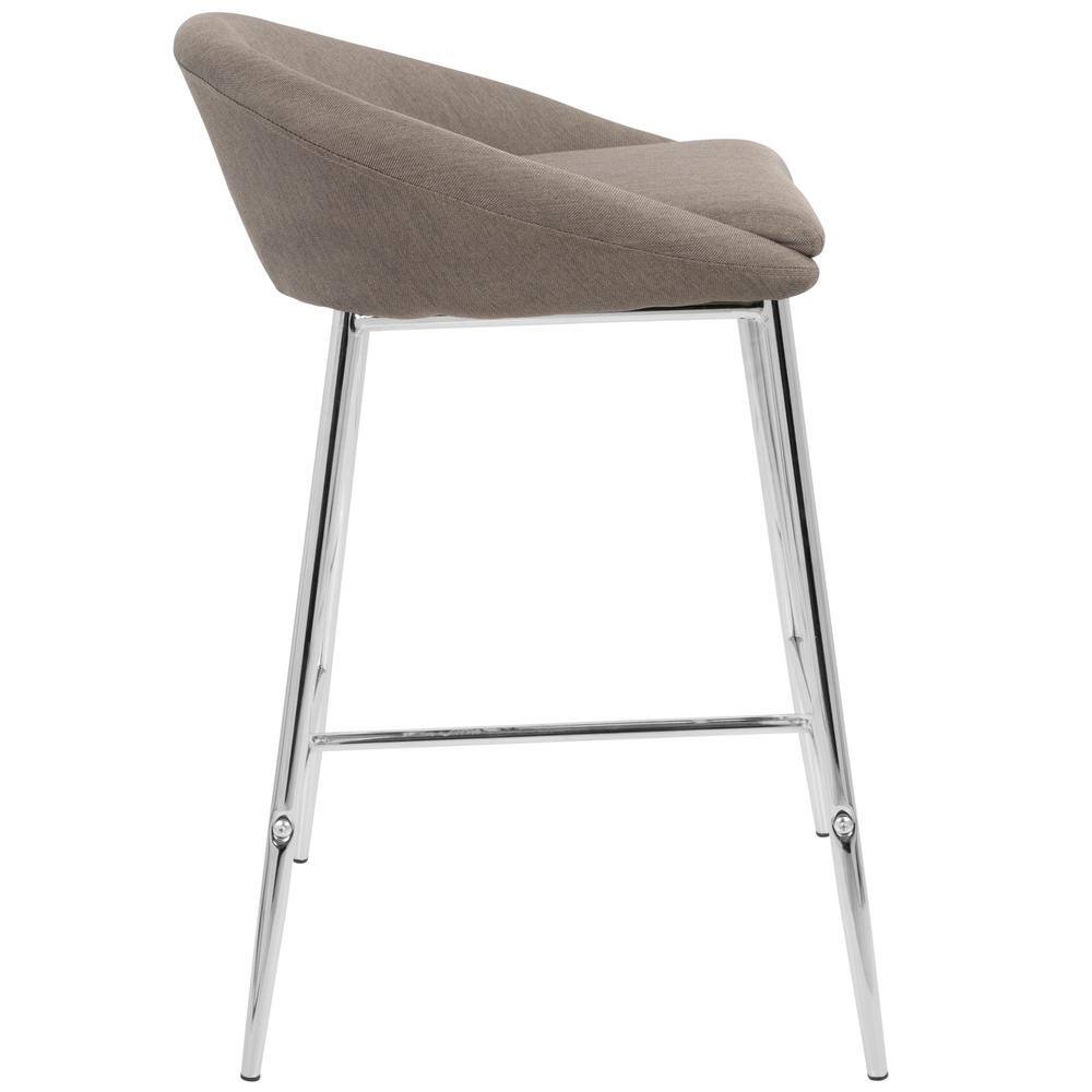 Elegant Matisse Chrome and Grey Fabric Counter Stool, Set of 2