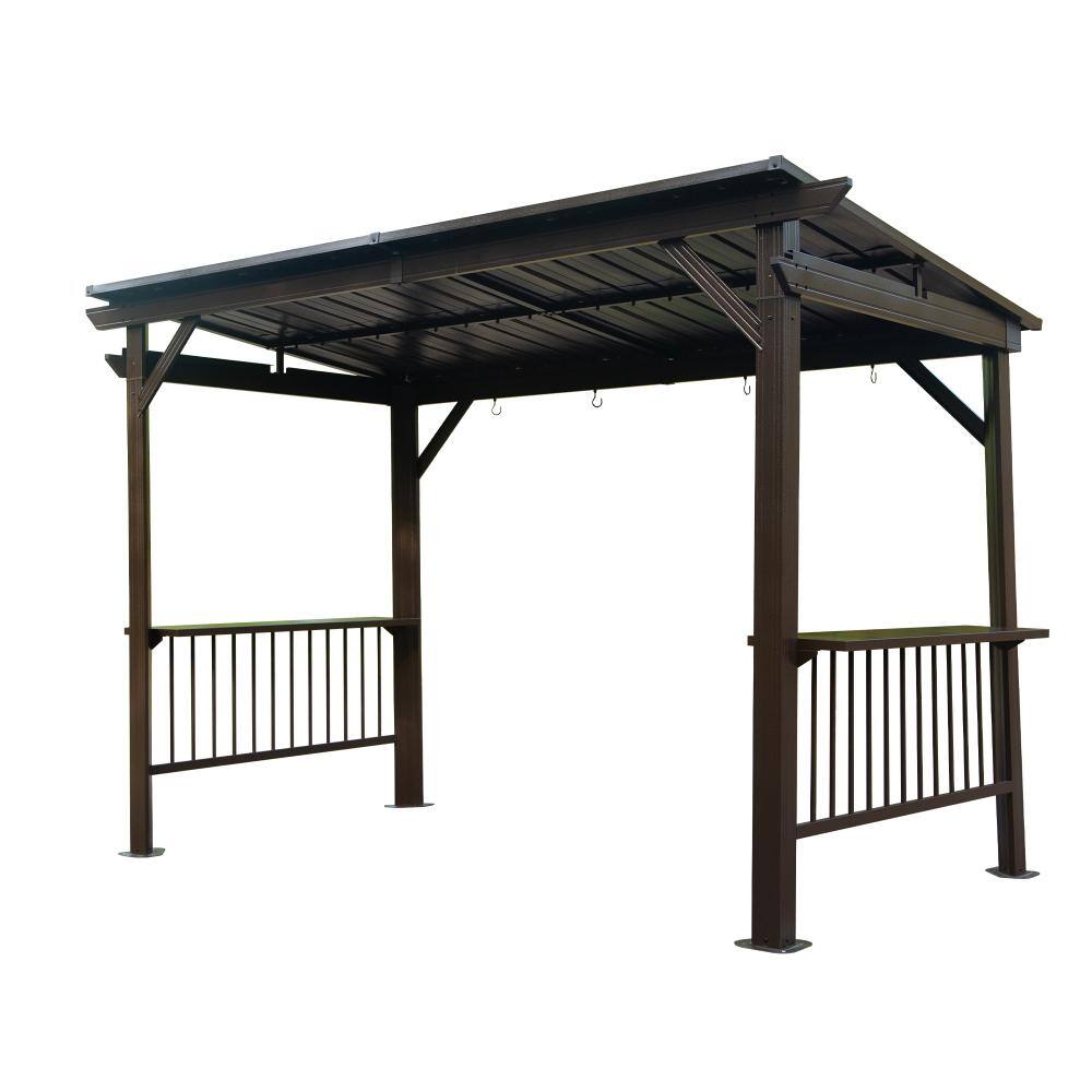 6.5 x 12 FT. Brown Outdoor Aluminum BBQ Grill Gazebo with 2 Side Shelves and Sloping Galvanized Steel Roof price history on PriceWatchPro