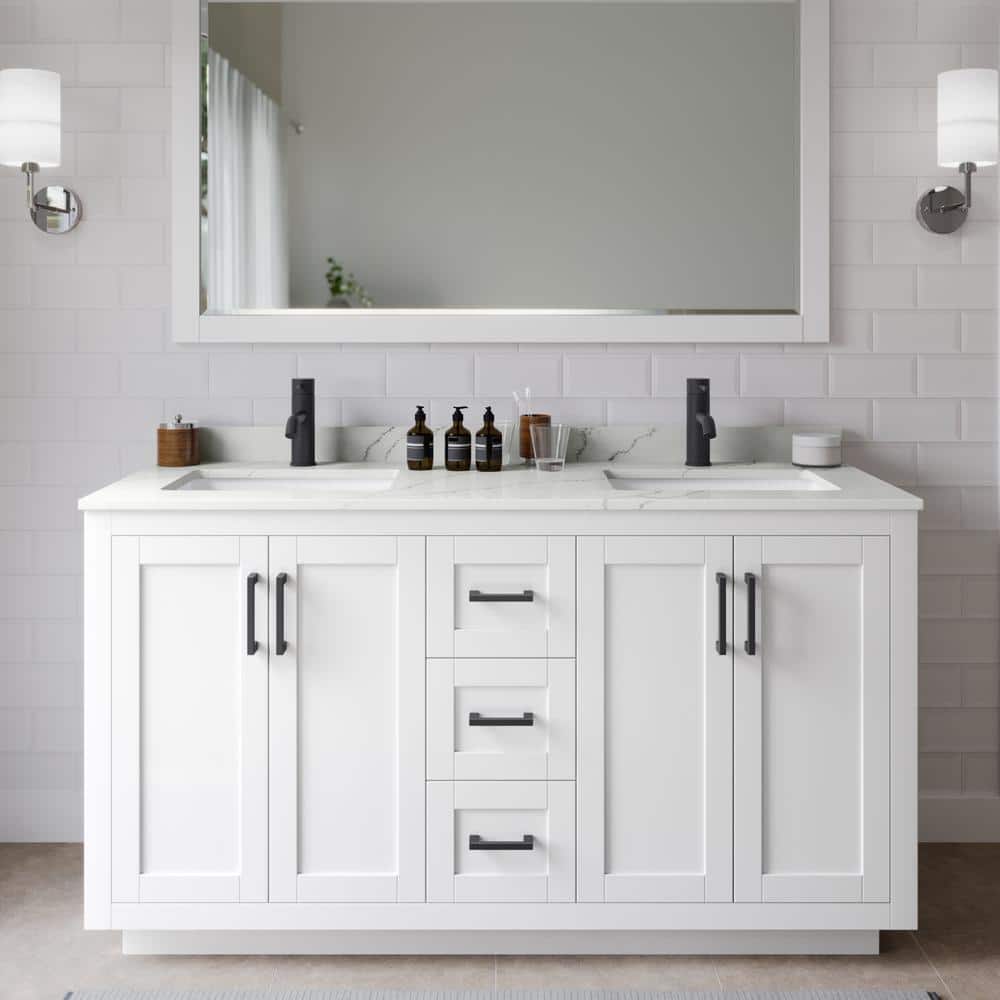Miranda 60 in. W x 22 in. D x 33.75 in. H Double Bath Vanity in White with Giotto Quartz Top price history on PriceWatchPro