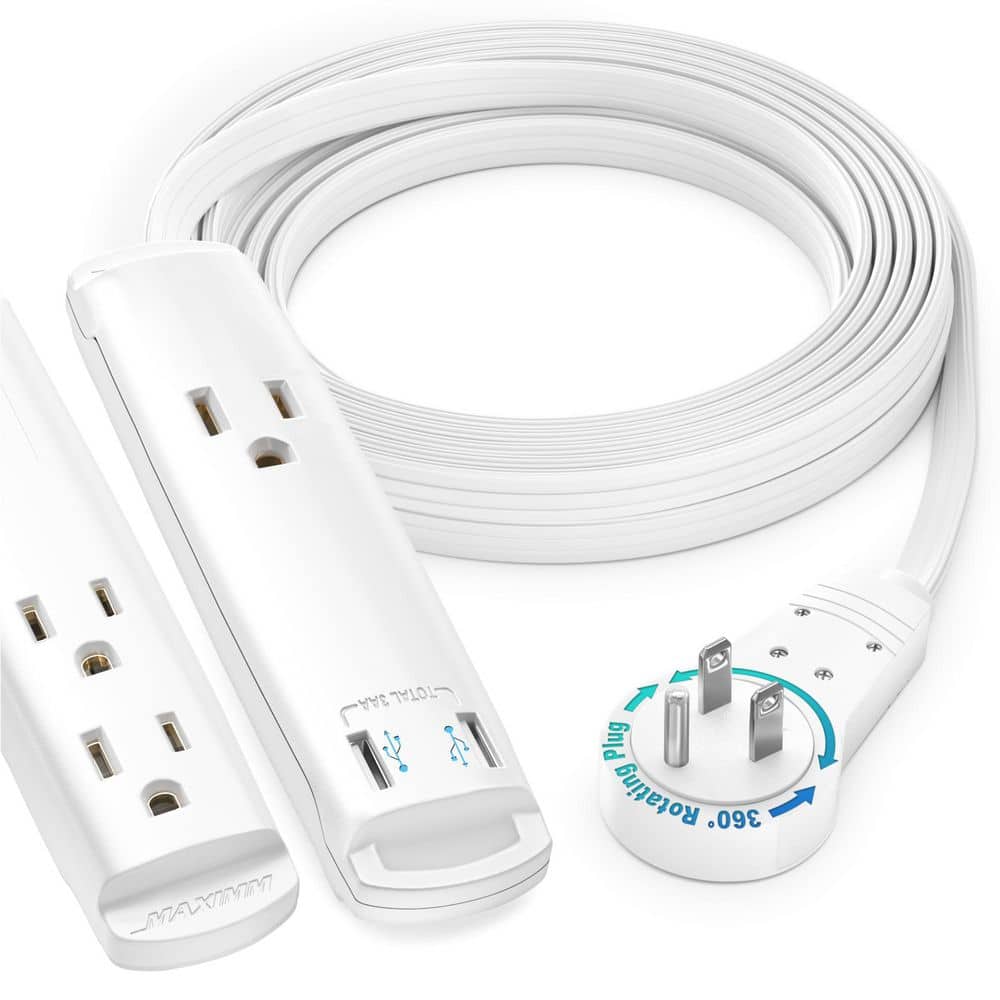 12 ft. 16 / 3 Light Duty Indoor Extension Cord with 360° Rotating Flat Plug and USB 3-Outlet White price history on PriceWatchPro