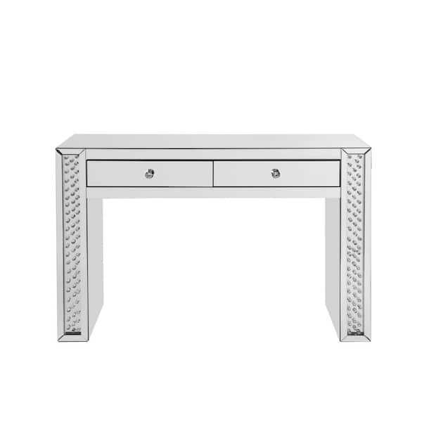Acme Furniture Nysa Mirrored and Faux Crystals Vanity Desk