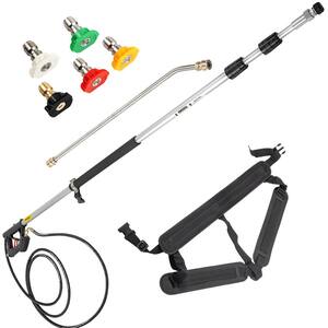 Telescoping Pressure Washer Wand 4000 PSI 8-18 ft Extendable Power Cleaning Tools with Strap Belt and 5 Nozzle Tips