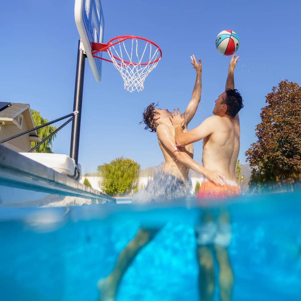 44" Blue and White Polycarbonate Poolside Basketball Hoop