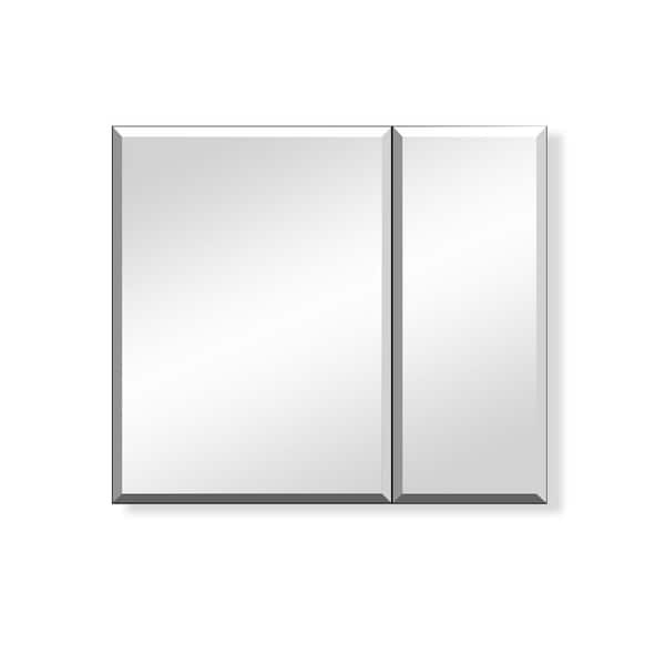 Unbranded 30 in. W x 26 in. H Rectangular Aluminum Medicine Cabinet with Mirror