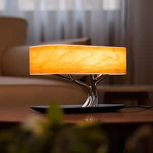 7 in. Brown Tree of Light Integrated LED Table Lamp for Living Spaces with Built-in Bluetooth Speaker/Wireless Charger