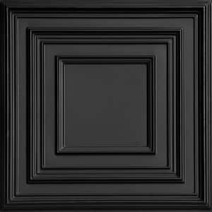 Schoolhouse Black 2 ft. x 2 ft. PVC Lay-in or Glue-up Faux Tin Ceiling Tiles (40 sq. ft. /Case)