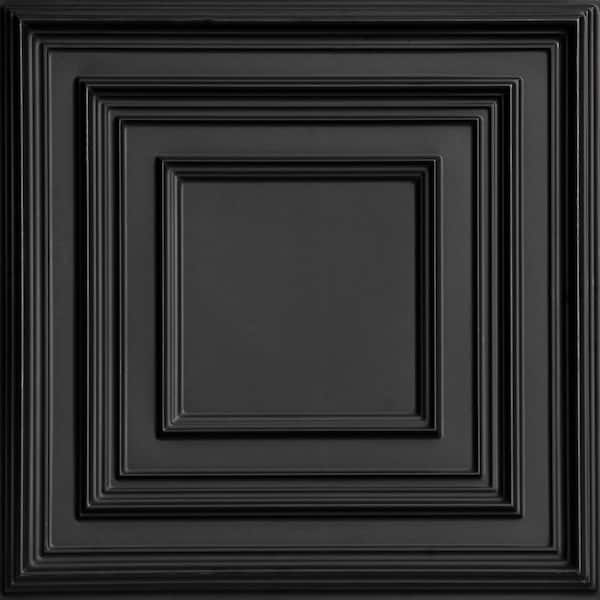 Schoolhouse Black 2 ft. x 2 ft. PVC Lay-in or Glue-up Faux Tin Ceiling Tiles (200 sq. ft./case)