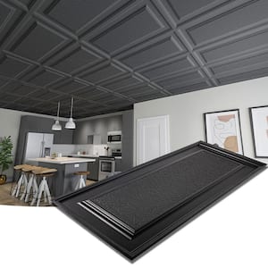 Black 2 ft. x 4 ft. Decorative PVC Lay-In/Glue Up Ceiling Tiles (96 sq.ft./Case)