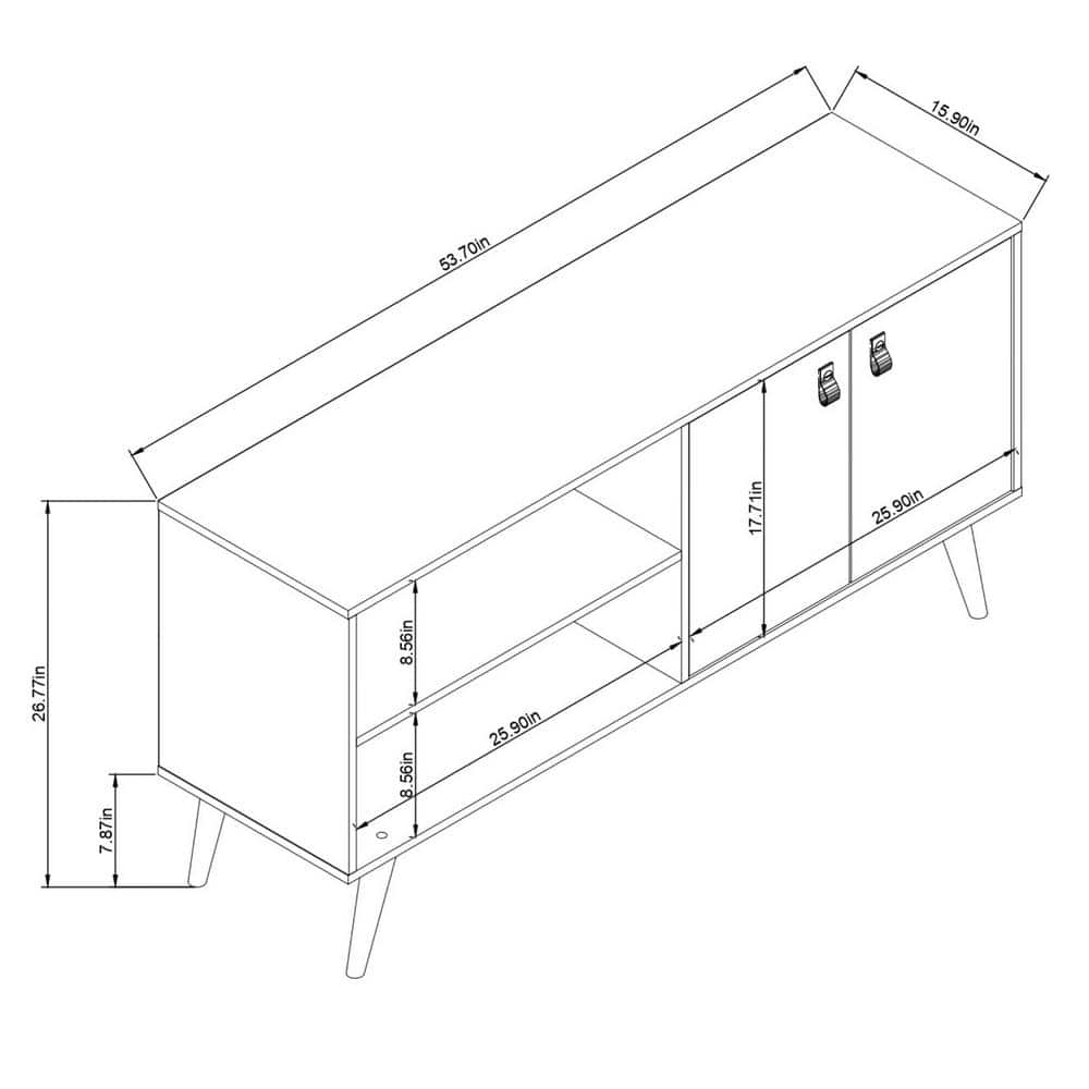 Amber White MDF TV Stand with Faux Leather Handles and Cabinet