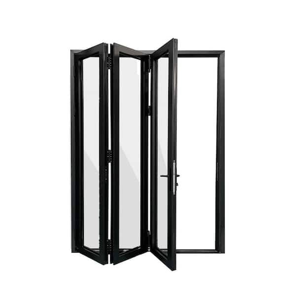 ERIS Eris 96 in. x 96 in. Right Swing/Outswing Black Aluminum Folding Patio door
