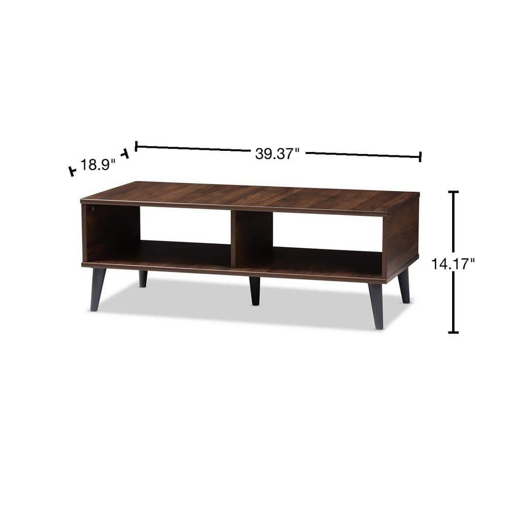 Mid-Century Modern Brown and Dark Grey Wood Coffee Table