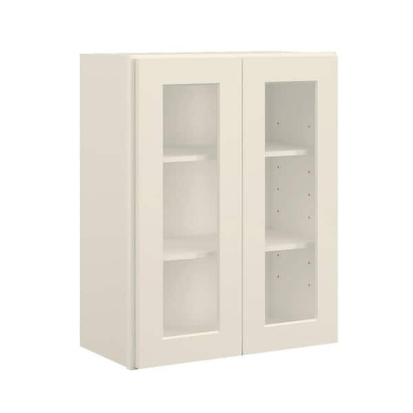 24 in. W x 12 in. D x 30 in. H in Antique White Plywood Ready to Assemble Wall Cabinets with Shelf without Glass