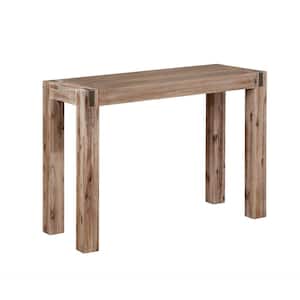 40 in. Brushed Driftwood Rectangle Wood Console Table with Metal Inset