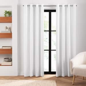 Cairo White Solid Polyester 52 in. W x 108 in. L Room Darkening Double Panel Grommet Top Room Curtain Set
