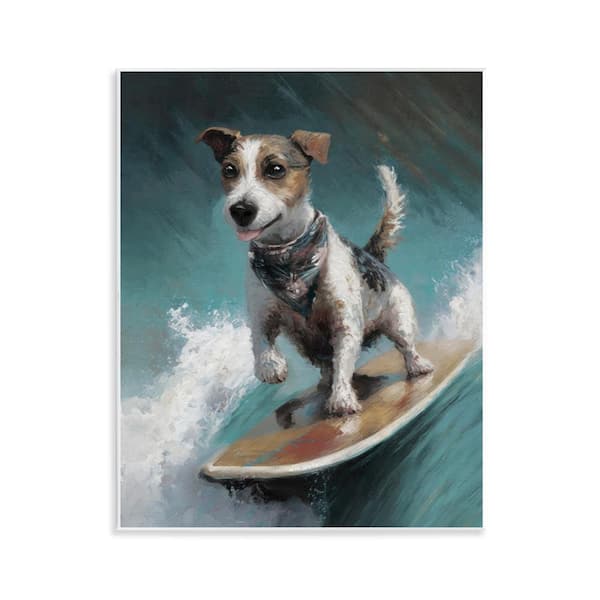 Beachy Surfer Dog by Svetlana Aleynikova Unframed Animal Graphic Art Print 14 in. x 11 in.